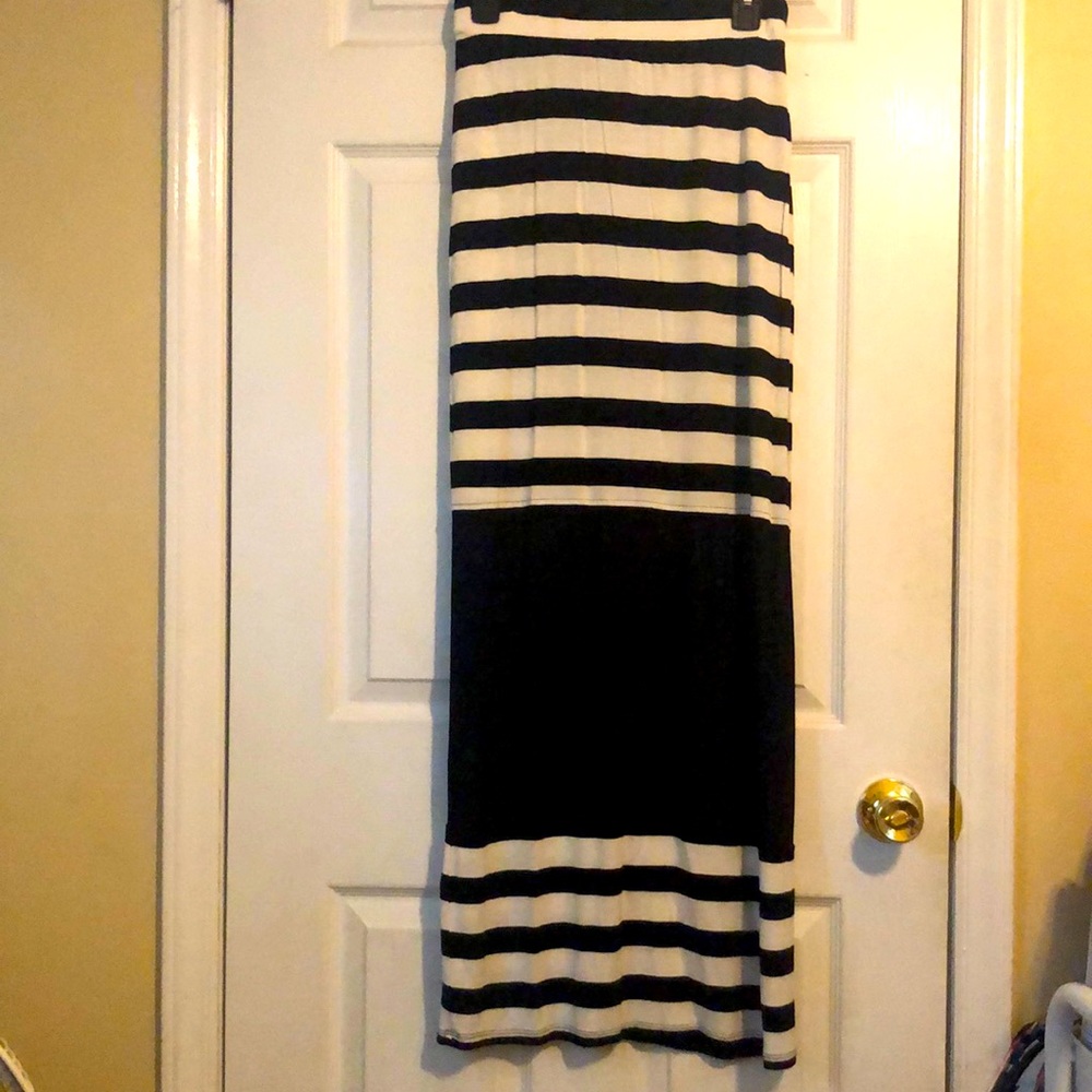 Black and white striped skirt